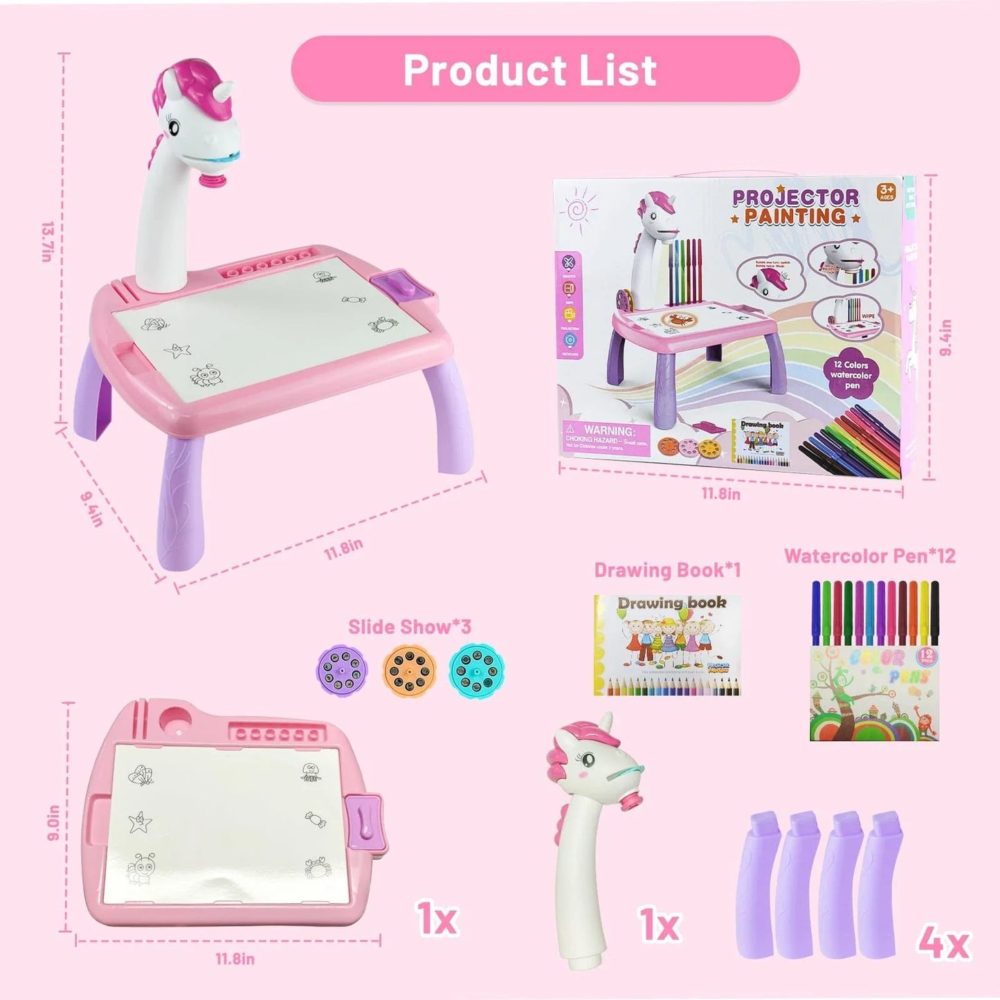 Unicorn Drawing Projector Table Set for Kids