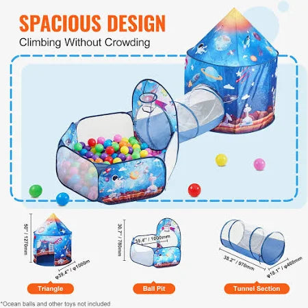 3 in 1 Tunnel Tent House For Kids