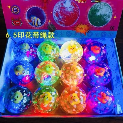 Kids Flash Crystal Ball Light Elastic Ball Colorful Jump Ball Flash
