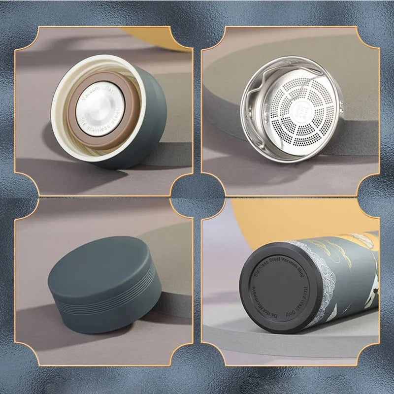 Stainless Steel Vacuum Flask 16.9oz With Chinese Style Pattern