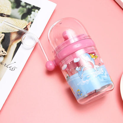 Children Whale Spray Cup Sippy Bottle Cartoon Baby With Sippy Kettle Outdoor Portable Children’s Cup