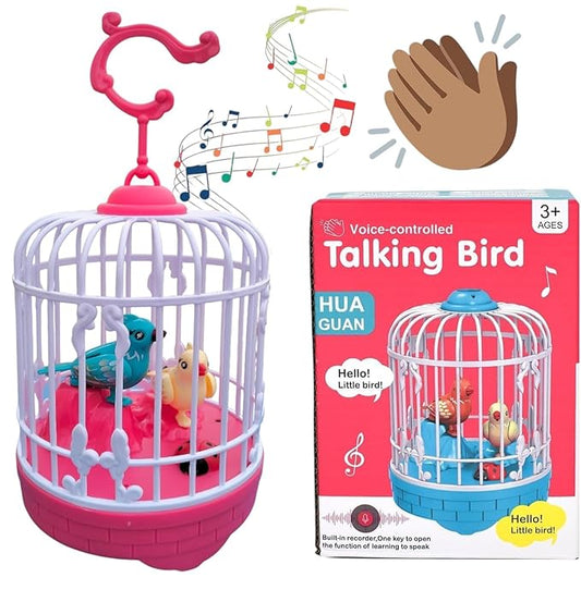 2 in 1 repeating ad Singing Bird Cage Voice Control Electric Bird