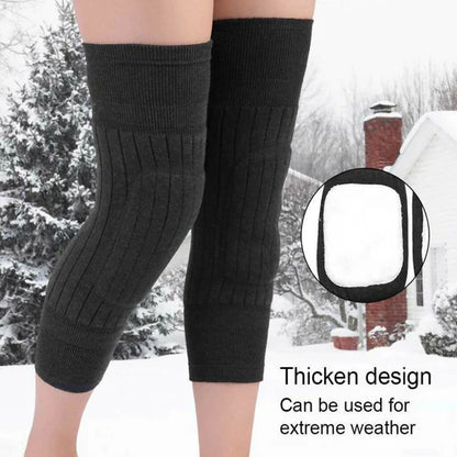 Wool Knee Pads Leg Warmer with Strap Adjustable for Men & Women