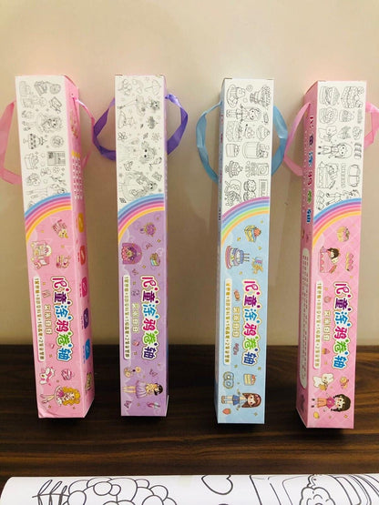 Children's Drawing Roll DIY Coloring Paper Roll Color Filling Paper Graffiti Scroll Paper-cut Kids Painting Toy Educational Toys 7ft