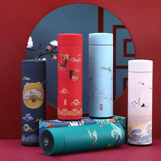 Stainless Steel Vacuum Flask 16.9oz With Chinese Style Pattern