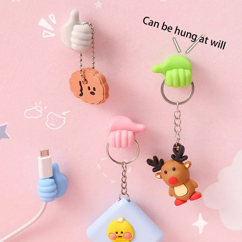 Creative Silicone Thumb Wall Hook Multifunction Self Adhesive Cable Clip Thumb Hook Cable Organizer Clips Key Hanger