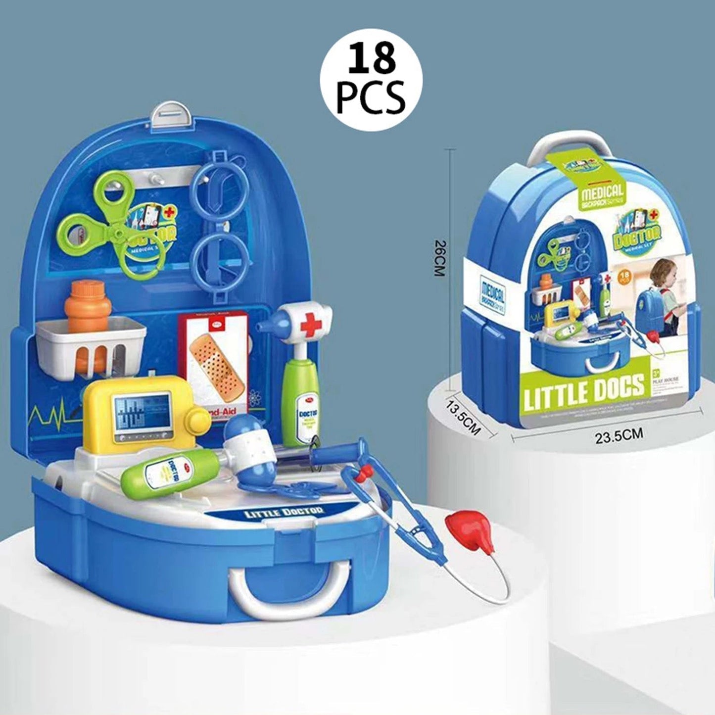 Children Play 18pcs Doctor kit Simulation Pretend Toys Kids Backpack