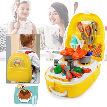 Children Play 23pcs Master Chef Bag Simulation Pretend Toys Kids Box Backpack