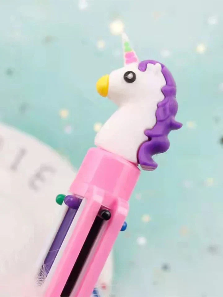 1pc 6 Colors Children's Unicorn Plush Ball-Point Pen Rainbow
