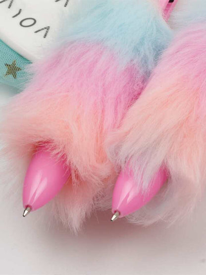 1pc 6 Colors Children's Unicorn Plush Ball-Point Pen Rainbow