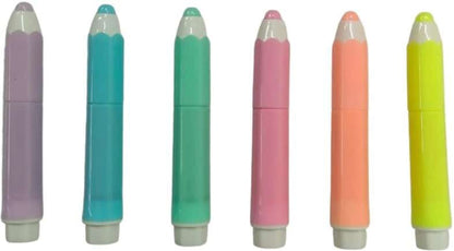 Pencil Shaped Cute Pastel Color Marker Highlighter Pens for Kids and Adults Stationery Fancy (6PCS)
