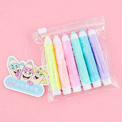 Pencil Shaped Cute Pastel Color Marker Highlighter Pens for Kids and Adults Stationery Fancy (6PCS)