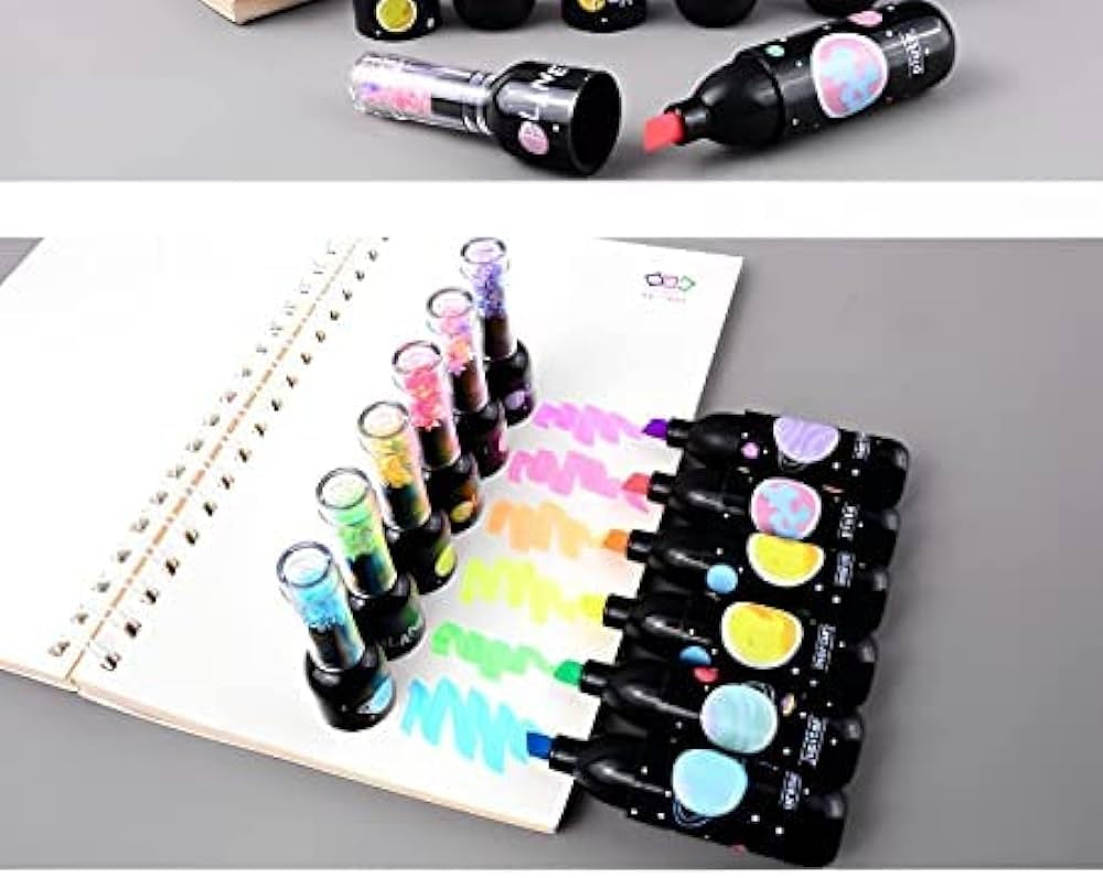 Party Supplies Space Theme Bottle Shape Highlighter Set | Pack Of 6 Pcs