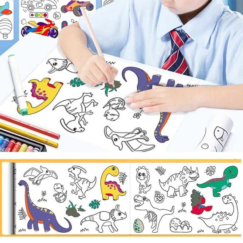 Children's Drawing Roll DIY Coloring Paper Roll Color Filling Paper Graffiti Scroll Paper-cut Kids Painting Toy Educational Toys 7ft